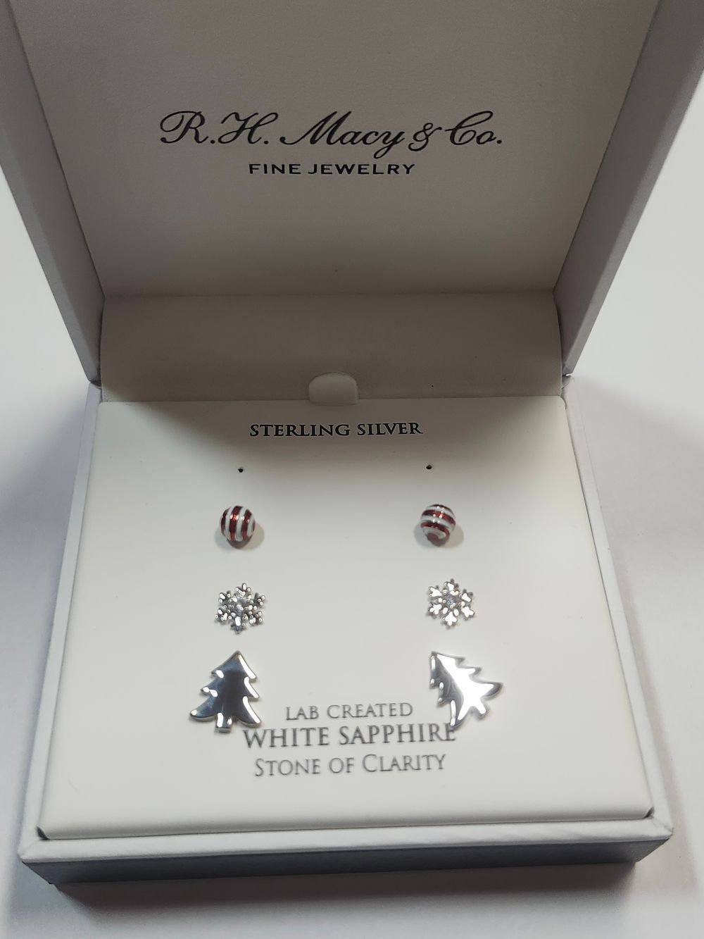 Sterling Silver Holiday Earring Set - Silver & Red